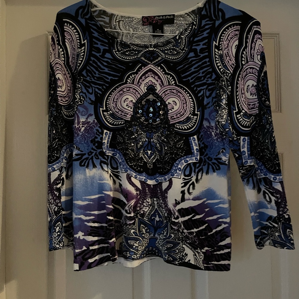 Peck & Peck printed light weight sweater size M